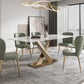 Traditional Luxury Sintered Stone Top Dining Table Rectangle Table in White with Gold Pedestal Clearhalo ' dining_table' 'Dining Tables & Seating' 'Dining Tables' 'furn' 'furn_dining_table' 'Furniture' 'furniture_dining_table' 'Kitchen & Dining Furniture' 'kitchen&dining_furn' 'kitchen' 'kitchen_dining_table' 3923145