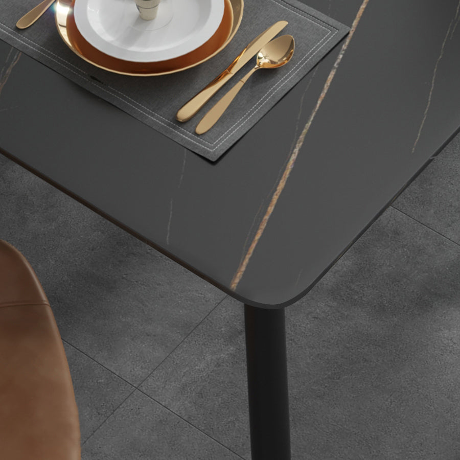 Industrial Sintered Stone Dining Table 4 Legs Metallic Base Rectangle Table for Home Clearhalo ' dining_table' 'Dining Tables & Seating' 'Dining Tables' 'furn' 'furn_dining_table' 'Furniture' 'furniture_dining_table' 'Kitchen & Dining Furniture' 'kitchen&dining_furn' 'kitchen' 'kitchen_dining_table' 3923159