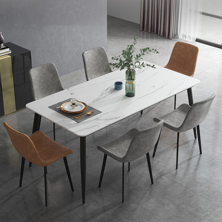 Industrial Sintered Stone Dining Table 4 Legs Metallic Base Rectangle Table for Home Clearhalo ' dining_table' 'Dining Tables & Seating' 'Dining Tables' 'furn' 'furn_dining_table' 'Furniture' 'furniture_dining_table' 'Kitchen & Dining Furniture' 'kitchen&dining_furn' 'kitchen' 'kitchen_dining_table' 3923166