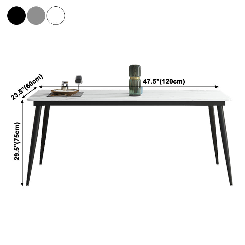 Industrial Sintered Stone Dining Table 4 Legs Metallic Base Rectangle Table for Home Clearhalo ' dining_table' 'Dining Tables & Seating' 'Dining Tables' 'furn' 'furn_dining_table' 'Furniture' 'furniture_dining_table' 'Kitchen & Dining Furniture' 'kitchen&dining_furn' 'kitchen' 'kitchen_dining_table' 3923167