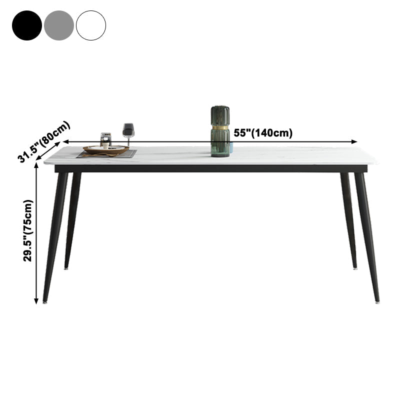 Industrial Sintered Stone Dining Table 4 Legs Metallic Base Rectangle Table for Home Clearhalo ' dining_table' 'Dining Tables & Seating' 'Dining Tables' 'furn' 'furn_dining_table' 'Furniture' 'furniture_dining_table' 'Kitchen & Dining Furniture' 'kitchen&dining_furn' 'kitchen' 'kitchen_dining_table' 3923168