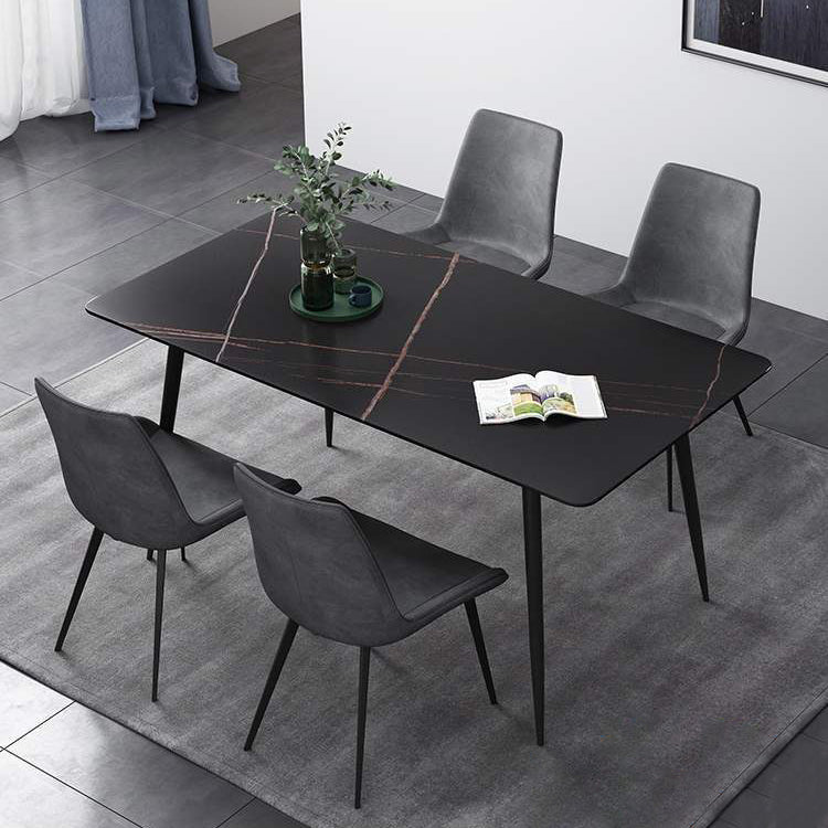 Industrial Home Sintered Stone Dining Table 4 Legs Carbon Steel Base Rectangle Table Clearhalo ' dining_table' 'Dining Tables & Seating' 'Dining Tables' 'furn' 'furn_dining_table' 'Furniture' 'furniture_dining_table' 'Kitchen & Dining Furniture' 'kitchen&dining_furn' 'kitchen' 'kitchen_dining_table' 3923171