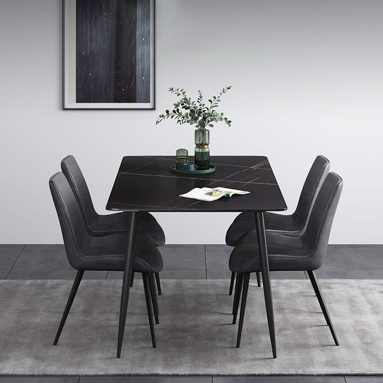 Industrial Home Sintered Stone Dining Table 4 Legs Carbon Steel Base Rectangle Table Clearhalo ' dining_table' 'Dining Tables & Seating' 'Dining Tables' 'furn' 'furn_dining_table' 'Furniture' 'furniture_dining_table' 'Kitchen & Dining Furniture' 'kitchen&dining_furn' 'kitchen' 'kitchen_dining_table' 3923172