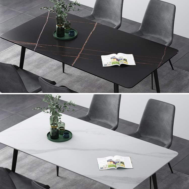 Industrial Home Sintered Stone Dining Table 4 Legs Carbon Steel Base Rectangle Table Clearhalo ' dining_table' 'Dining Tables & Seating' 'Dining Tables' 'furn' 'furn_dining_table' 'Furniture' 'furniture_dining_table' 'Kitchen & Dining Furniture' 'kitchen&dining_furn' 'kitchen' 'kitchen_dining_table' 3923177