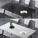 Industrial Home Sintered Stone Dining Table 4 Legs Carbon Steel Base Rectangle Table Clearhalo ' dining_table' 'Dining Tables & Seating' 'Dining Tables' 'furn' 'furn_dining_table' 'Furniture' 'furniture_dining_table' 'Kitchen & Dining Furniture' 'kitchen&dining_furn' 'kitchen' 'kitchen_dining_table' 3923177