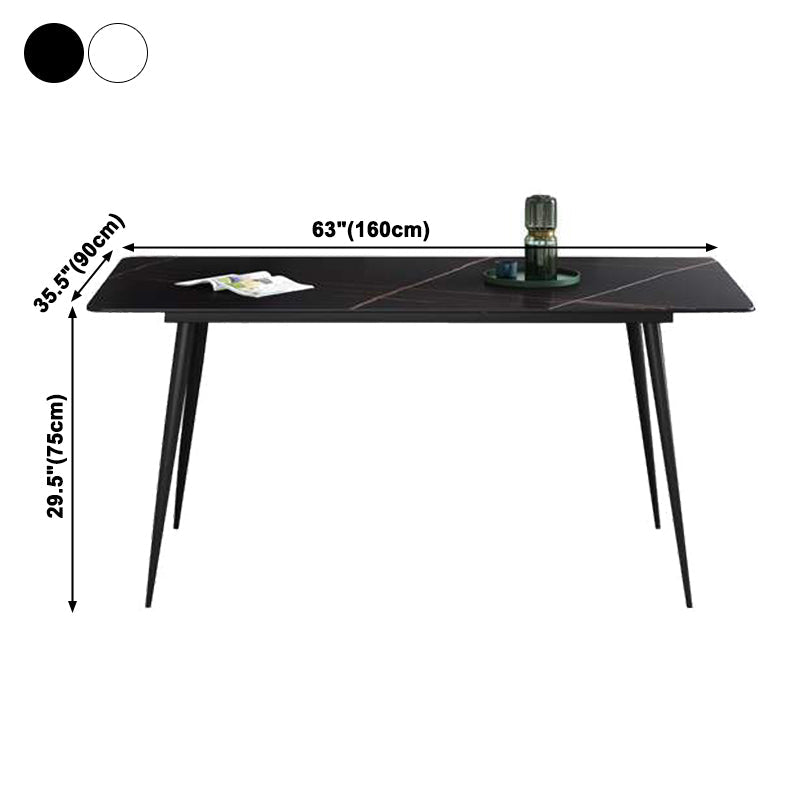 Industrial Home Sintered Stone Dining Table 4 Legs Carbon Steel Base Rectangle Table Clearhalo ' dining_table' 'Dining Tables & Seating' 'Dining Tables' 'furn' 'furn_dining_table' 'Furniture' 'furniture_dining_table' 'Kitchen & Dining Furniture' 'kitchen&dining_furn' 'kitchen' 'kitchen_dining_table' 3923181