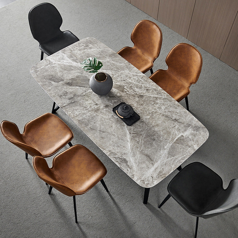 Sintered Stone Modern Rectangle Dining Table Grey Stone Top Table with 4 Legs Clearhalo ' dining_table' 'Dining Tables & Seating' 'Dining Tables' 'furn' 'furn_dining_table' 'Furniture' 'furniture_dining_table' 'Kitchen & Dining Furniture' 'kitchen&dining_furn' 'kitchen' 'kitchen_dining_table' 3923183