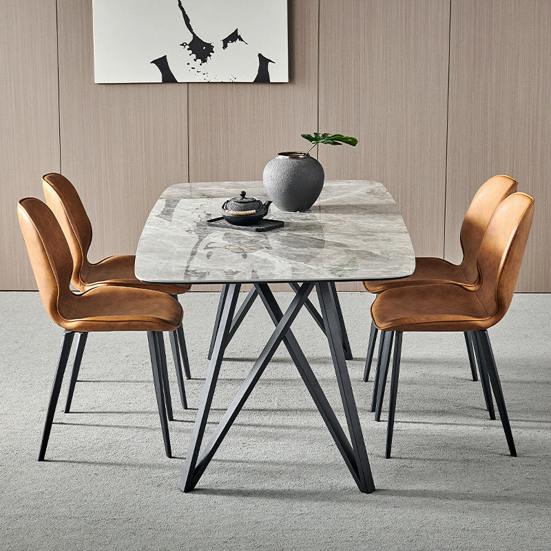 Sintered Stone Modern Rectangle Dining Table Grey Stone Top Table with 4 Legs Clearhalo ' dining_table' 'Dining Tables & Seating' 'Dining Tables' 'furn' 'furn_dining_table' 'Furniture' 'furniture_dining_table' 'Kitchen & Dining Furniture' 'kitchen&dining_furn' 'kitchen' 'kitchen_dining_table' 3923185