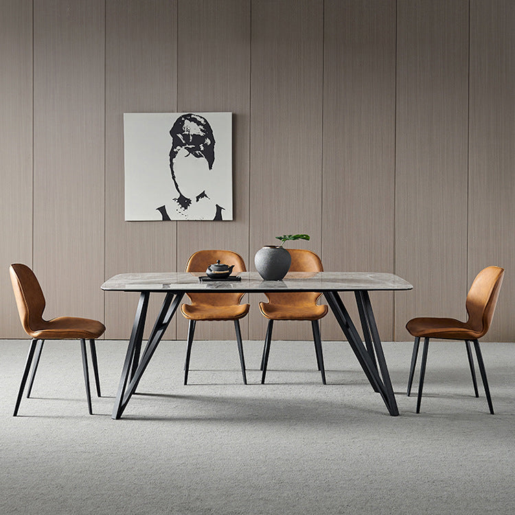 Sintered Stone Modern Rectangle Dining Table Grey Stone Top Table with 4 Legs Clearhalo ' dining_table' 'Dining Tables & Seating' 'Dining Tables' 'furn' 'furn_dining_table' 'Furniture' 'furniture_dining_table' 'Kitchen & Dining Furniture' 'kitchen&dining_furn' 'kitchen' 'kitchen_dining_table' 3923186