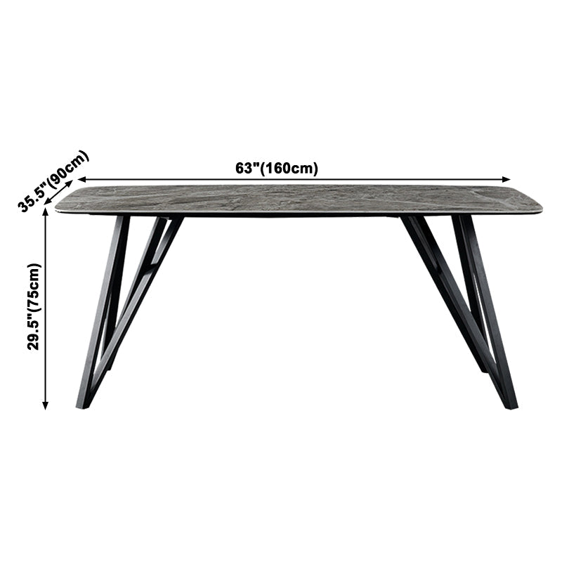 Sintered Stone Modern Rectangle Dining Table Grey Stone Top Table with 4 Legs Clearhalo ' dining_table' 'Dining Tables & Seating' 'Dining Tables' 'furn' 'furn_dining_table' 'Furniture' 'furniture_dining_table' 'Kitchen & Dining Furniture' 'kitchen&dining_furn' 'kitchen' 'kitchen_dining_table' 3923196