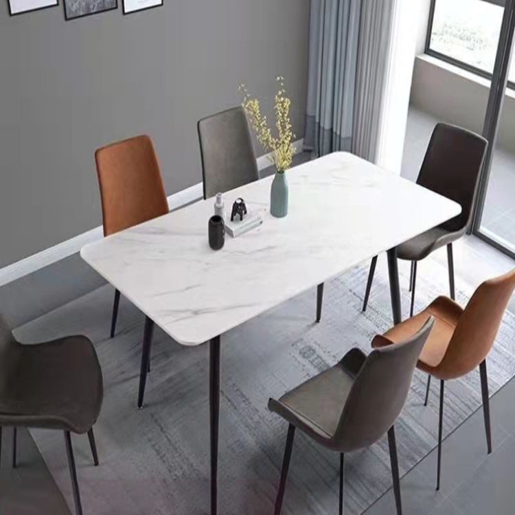 Industrial Style Home Sintered Stone Dining Table Rectangle Table with Metallic Base Clearhalo ' dining_table' 'Dining Tables & Seating' 'Dining Tables' 'furn' 'furn_dining_table' 'Furniture' 'furniture_dining_table' 'Kitchen & Dining Furniture' 'kitchen&dining_furn' 'kitchen' 'kitchen_dining_table' 3923211