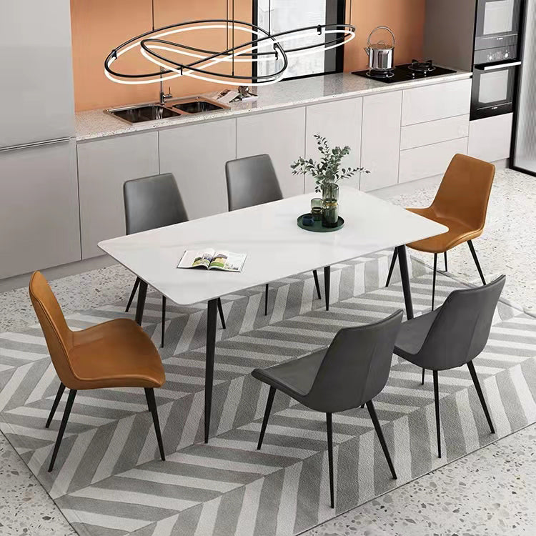 Industrial Style Home Sintered Stone Dining Table Rectangle Table with Metallic Base Clearhalo ' dining_table' 'Dining Tables & Seating' 'Dining Tables' 'furn' 'furn_dining_table' 'Furniture' 'furniture_dining_table' 'Kitchen & Dining Furniture' 'kitchen&dining_furn' 'kitchen' 'kitchen_dining_table' 3923212