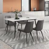 Industrial Style Home Sintered Stone Dining Table Rectangle Table with Metallic Base Clearhalo ' dining_table' 'Dining Tables & Seating' 'Dining Tables' 'furn' 'furn_dining_table' 'Furniture' 'furniture_dining_table' 'Kitchen & Dining Furniture' 'kitchen&dining_furn' 'kitchen' 'kitchen_dining_table' 3923213