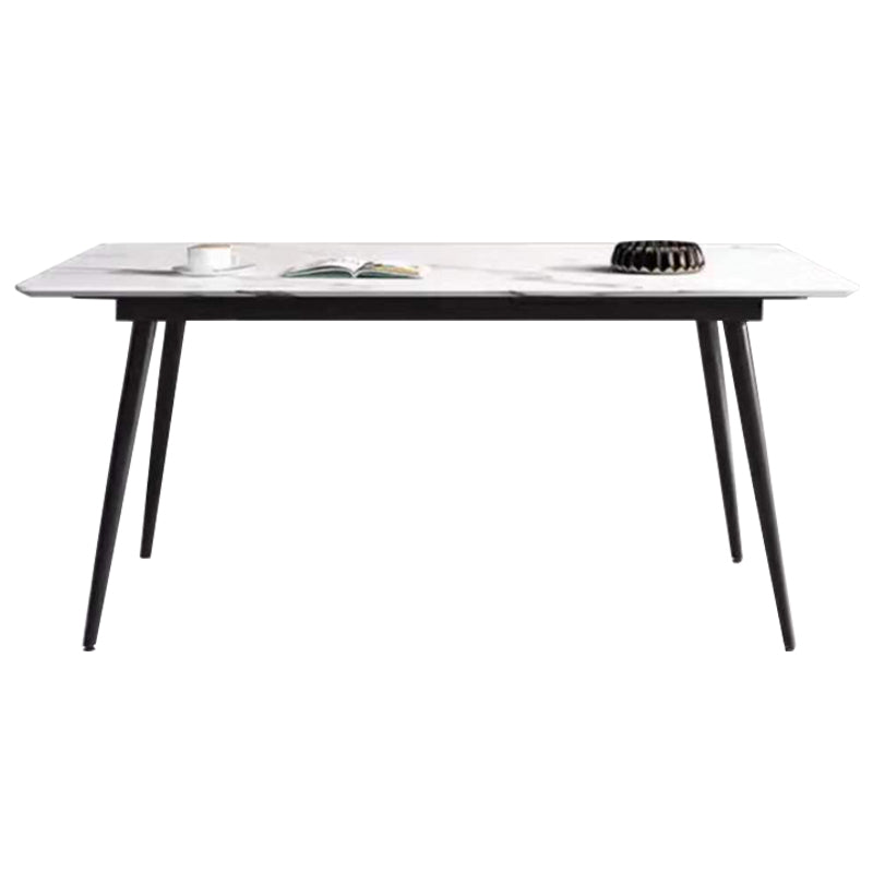 Industrial Style Home Sintered Stone Dining Table Rectangle Table with Metallic Base Without Chairs Clearhalo ' dining_table' 'Dining Tables & Seating' 'Dining Tables' 'furn' 'furn_dining_table' 'Furniture' 'furniture_dining_table' 'Kitchen & Dining Furniture' 'kitchen&dining_furn' 'kitchen' 'kitchen_dining_table' 3923215
