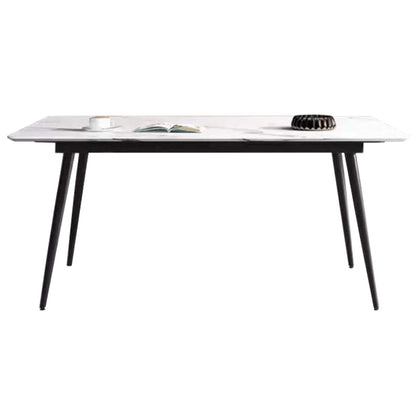 Industrial Style Home Sintered Stone Dining Table Rectangle Table with Metallic Base Without Chairs Clearhalo ' dining_table' 'Dining Tables & Seating' 'Dining Tables' 'furn' 'furn_dining_table' 'Furniture' 'furniture_dining_table' 'Kitchen & Dining Furniture' 'kitchen&dining_furn' 'kitchen' 'kitchen_dining_table' 3923215