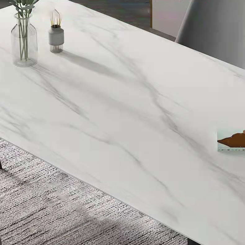 Industrial Style Home Sintered Stone Dining Table Rectangle Table with Metallic Base Clearhalo ' dining_table' 'Dining Tables & Seating' 'Dining Tables' 'furn' 'furn_dining_table' 'Furniture' 'furniture_dining_table' 'Kitchen & Dining Furniture' 'kitchen&dining_furn' 'kitchen' 'kitchen_dining_table' 3923216