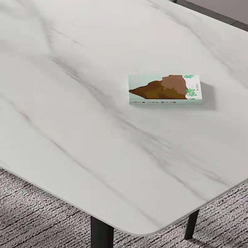 Industrial Style Home Sintered Stone Dining Table Rectangle Table with Metallic Base Clearhalo ' dining_table' 'Dining Tables & Seating' 'Dining Tables' 'furn' 'furn_dining_table' 'Furniture' 'furniture_dining_table' 'Kitchen & Dining Furniture' 'kitchen&dining_furn' 'kitchen' 'kitchen_dining_table' 3923217