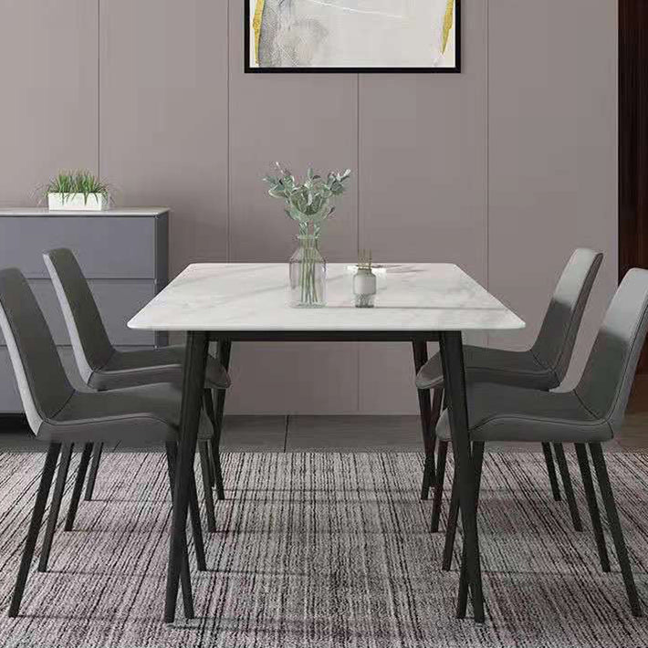 Industrial Style Home Sintered Stone Dining Table Rectangle Table with Metallic Base Clearhalo ' dining_table' 'Dining Tables & Seating' 'Dining Tables' 'furn' 'furn_dining_table' 'Furniture' 'furniture_dining_table' 'Kitchen & Dining Furniture' 'kitchen&dining_furn' 'kitchen' 'kitchen_dining_table' 3923221