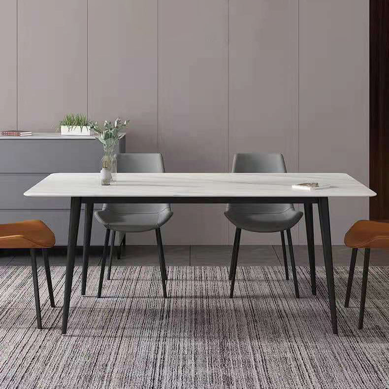 Industrial Style Home Sintered Stone Dining Table Rectangle Table with Metallic Base Clearhalo ' dining_table' 'Dining Tables & Seating' 'Dining Tables' 'furn' 'furn_dining_table' 'Furniture' 'furniture_dining_table' 'Kitchen & Dining Furniture' 'kitchen&dining_furn' 'kitchen' 'kitchen_dining_table' 3923223