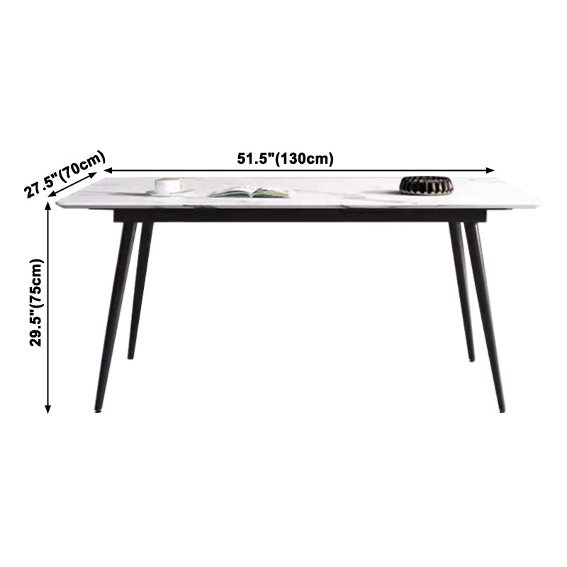 Industrial Style Home Sintered Stone Dining Table Rectangle Table with Metallic Base Clearhalo ' dining_table' 'Dining Tables & Seating' 'Dining Tables' 'furn' 'furn_dining_table' 'Furniture' 'furniture_dining_table' 'Kitchen & Dining Furniture' 'kitchen&dining_furn' 'kitchen' 'kitchen_dining_table' 3923225