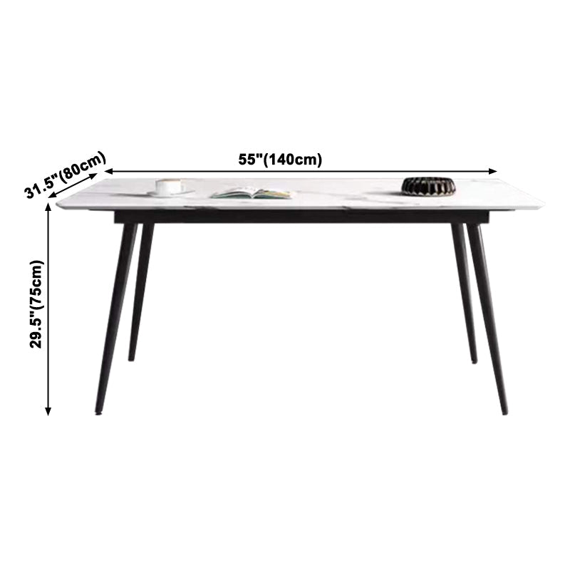 Industrial Style Home Sintered Stone Dining Table Rectangle Table with Metallic Base Clearhalo ' dining_table' 'Dining Tables & Seating' 'Dining Tables' 'furn' 'furn_dining_table' 'Furniture' 'furniture_dining_table' 'Kitchen & Dining Furniture' 'kitchen&dining_furn' 'kitchen' 'kitchen_dining_table' 3923226