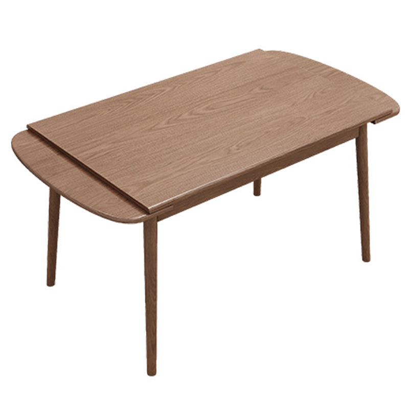 Extendable Rubber Wood Table in Nature/walnut Modern Rectangle Table with 4 Legs Walnut Clearhalo ' dining_table' 'Dining Tables & Seating' 'Dining Tables' 'Furniture' 'furniture_dining_table' 'Kitchen & Dining Furniture' 'kitchen&dining_furn' 'kitchen' 'kitchen_dining_table' 3923234