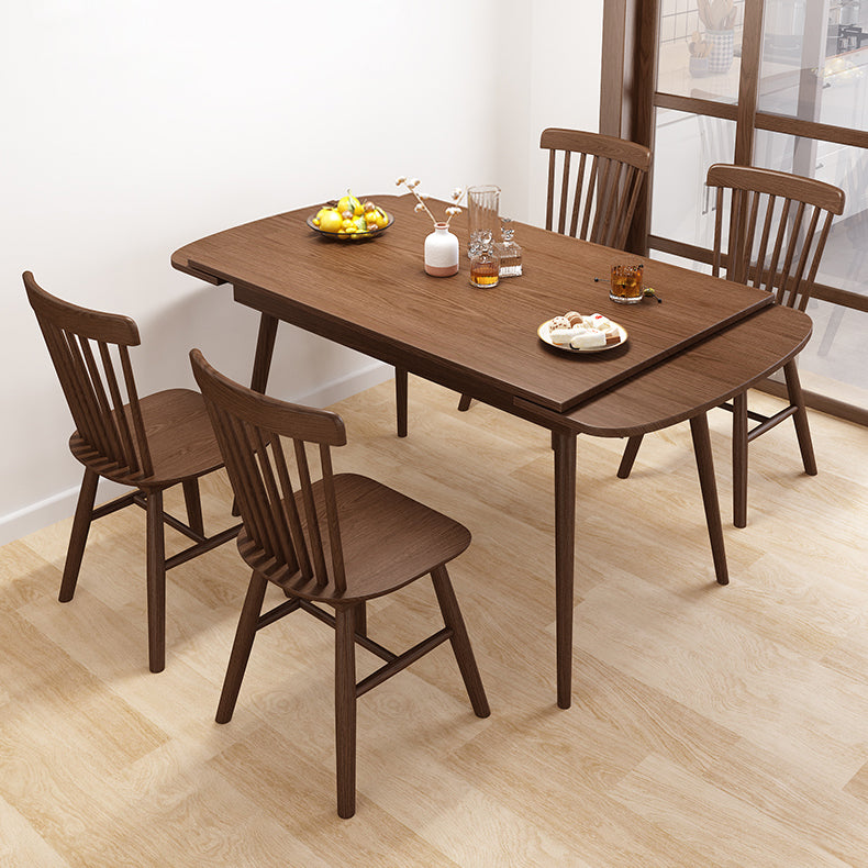 Extendable Rubber Wood Table in Nature/walnut Modern Rectangle Table with 4 Legs Clearhalo ' dining_table' 'Dining Tables & Seating' 'Dining Tables' 'Furniture' 'furniture_dining_table' 'Kitchen & Dining Furniture' 'kitchen&dining_furn' 'kitchen' 'kitchen_dining_table' 3923239