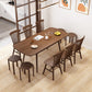 Extendable Rubber Wood Table in Nature/walnut Modern Rectangle Table with 4 Legs Clearhalo ' dining_table' 'Dining Tables & Seating' 'Dining Tables' 'Furniture' 'furniture_dining_table' 'Kitchen & Dining Furniture' 'kitchen&dining_furn' 'kitchen' 'kitchen_dining_table' 3923241