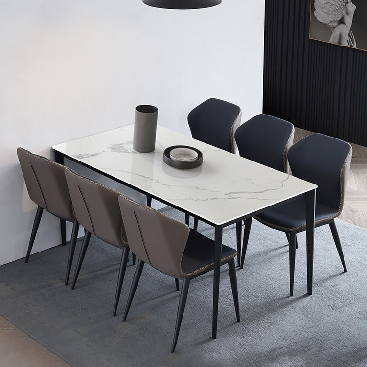 Industrial Sintered Stone Dining Scratch Resistant Table 4 Legs Base Rectangle Table for Home Clearhalo ' dining_table' 'Dining Tables & Seating' 'Dining Tables' 'furn' 'furn_dining_table' 'Furniture' 'furniture_dining_table' 'Kitchen & Dining Furniture' 'kitchen&dining_furn' 'kitchen' 'kitchen_dining_table' 3923247