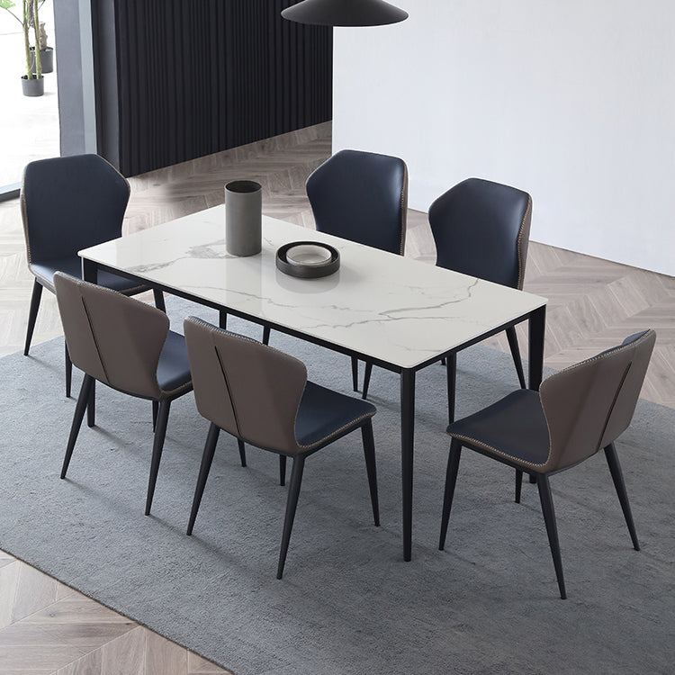 Industrial Sintered Stone Dining Scratch Resistant Table 4 Legs Base Rectangle Table for Home Clearhalo ' dining_table' 'Dining Tables & Seating' 'Dining Tables' 'furn' 'furn_dining_table' 'Furniture' 'furniture_dining_table' 'Kitchen & Dining Furniture' 'kitchen&dining_furn' 'kitchen' 'kitchen_dining_table' 3923248