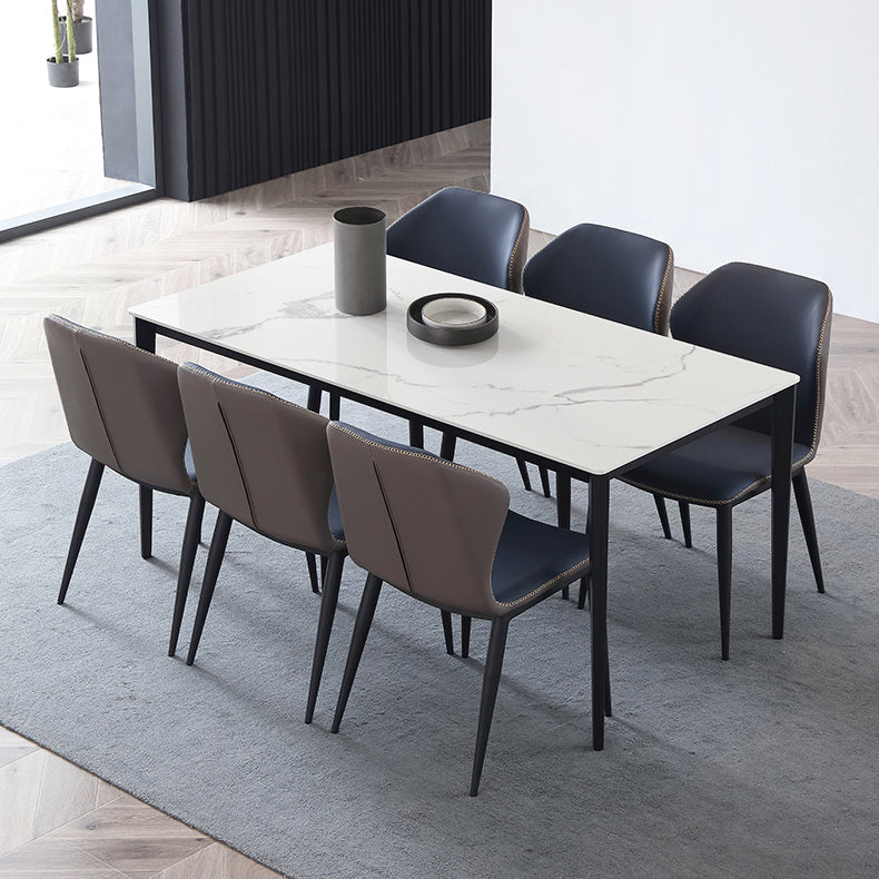 Industrial Sintered Stone Dining Scratch Resistant Table 4 Legs Base Rectangle Table for Home Clearhalo ' dining_table' 'Dining Tables & Seating' 'Dining Tables' 'furn' 'furn_dining_table' 'Furniture' 'furniture_dining_table' 'Kitchen & Dining Furniture' 'kitchen&dining_furn' 'kitchen' 'kitchen_dining_table' 3923249