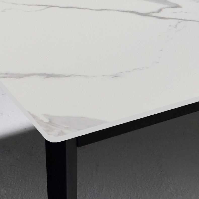 Industrial Sintered Stone Dining Scratch Resistant Table 4 Legs Base Rectangle Table for Home Clearhalo ' dining_table' 'Dining Tables & Seating' 'Dining Tables' 'furn' 'furn_dining_table' 'Furniture' 'furniture_dining_table' 'Kitchen & Dining Furniture' 'kitchen&dining_furn' 'kitchen' 'kitchen_dining_table' 3923252