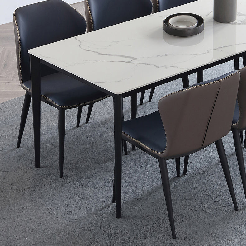 Industrial Sintered Stone Dining Scratch Resistant Table 4 Legs Base Rectangle Table for Home Clearhalo ' dining_table' 'Dining Tables & Seating' 'Dining Tables' 'furn' 'furn_dining_table' 'Furniture' 'furniture_dining_table' 'Kitchen & Dining Furniture' 'kitchen&dining_furn' 'kitchen' 'kitchen_dining_table' 3923254