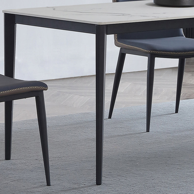 Industrial Sintered Stone Dining Scratch Resistant Table 4 Legs Base Rectangle Table for Home Clearhalo ' dining_table' 'Dining Tables & Seating' 'Dining Tables' 'furn' 'furn_dining_table' 'Furniture' 'furniture_dining_table' 'Kitchen & Dining Furniture' 'kitchen&dining_furn' 'kitchen' 'kitchen_dining_table' 3923255