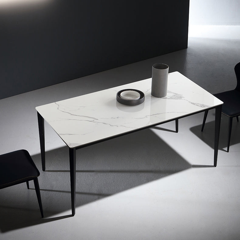 Industrial Sintered Stone Dining Scratch Resistant Table 4 Legs Base Rectangle Table for Home Clearhalo ' dining_table' 'Dining Tables & Seating' 'Dining Tables' 'furn' 'furn_dining_table' 'Furniture' 'furniture_dining_table' 'Kitchen & Dining Furniture' 'kitchen&dining_furn' 'kitchen' 'kitchen_dining_table' 3923256