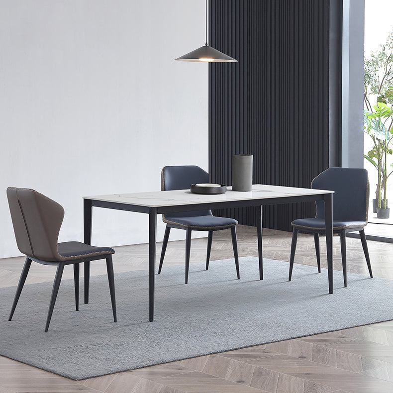 Industrial Sintered Stone Dining Scratch Resistant Table 4 Legs Base Rectangle Table for Home Clearhalo ' dining_table' 'Dining Tables & Seating' 'Dining Tables' 'furn' 'furn_dining_table' 'Furniture' 'furniture_dining_table' 'Kitchen & Dining Furniture' 'kitchen&dining_furn' 'kitchen' 'kitchen_dining_table' 3923257