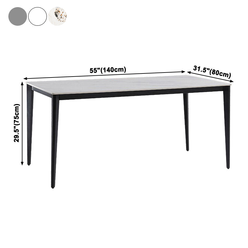 Industrial Sintered Stone Dining Scratch Resistant Table 4 Legs Base Rectangle Table for Home Clearhalo ' dining_table' 'Dining Tables & Seating' 'Dining Tables' 'furn' 'furn_dining_table' 'Furniture' 'furniture_dining_table' 'Kitchen & Dining Furniture' 'kitchen&dining_furn' 'kitchen' 'kitchen_dining_table' 3923261
