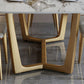 Traditional Luxury Sintered Stone Top Dining Table Rectangle Table with Gold Trestle Base Clearhalo ' dining_table' 'Dining Tables & Seating' 'Dining Tables' 'furn' 'furn_dining_table' 'Furniture' 'furniture_dining_table' 'Kitchen & Dining Furniture' 'kitchen&dining_furn' 'kitchen' 'kitchen_dining_table' 3923270