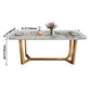 Traditional Luxury Sintered Stone Top Dining Table Rectangle Table with Gold Trestle Base Clearhalo ' dining_table' 'Dining Tables & Seating' 'Dining Tables' 'furn' 'furn_dining_table' 'Furniture' 'furniture_dining_table' 'Kitchen & Dining Furniture' 'kitchen&dining_furn' 'kitchen' 'kitchen_dining_table' 3923271