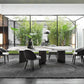 Sintered Stone Top Dining Table Rectangle Table with Grey Metal Base and Double Pedestal Clearhalo ' dining_table' 'Dining Tables & Seating' 'Dining Tables' 'furn' 'furn_dining_table' 'Furniture' 'furniture_dining_table' 'Kitchen & Dining Furniture' 'kitchen&dining_furn' 'kitchen' 'kitchen_dining_table' 3923275