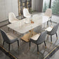 Traditional Luxury Rectangle Dining Room Table Sintered Stone Table with Pedestal Base Clearhalo ' dining_table' 'Dining Tables & Seating' 'Dining Tables' 'furn' 'furn_dining_table' 'Furniture' 'furniture_dining_table' 'Kitchen & Dining Furniture' 'kitchen&dining_furn' 'kitchen' 'kitchen_dining_table' 3923285