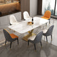 Traditional Luxury Rectangle Dining Room Table Sintered Stone Table with Pedestal Base Clearhalo ' dining_table' 'Dining Tables & Seating' 'Dining Tables' 'furn' 'furn_dining_table' 'Furniture' 'furniture_dining_table' 'Kitchen & Dining Furniture' 'kitchen&dining_furn' 'kitchen' 'kitchen_dining_table' 3923286