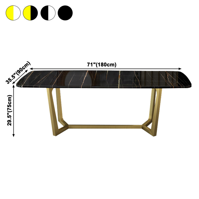 Traditional Luxury Rectangle Dining Room Table Sintered Stone Table with Trestle Base Clearhalo ' dining_table' 'Dining Tables & Seating' 'Dining Tables' 'furn' 'furn_dining_table' 'Furniture' 'furniture_dining_table' 'Kitchen & Dining Furniture' 'kitchen&dining_furn' 'kitchen' 'kitchen_dining_table' 3923308