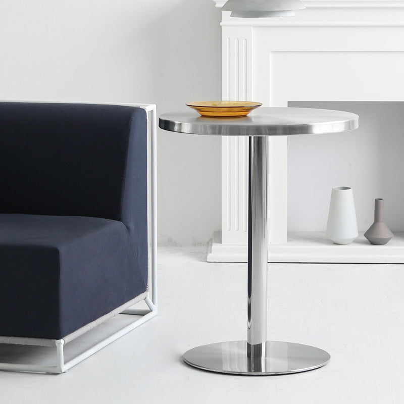 Industrial Dining Room Table Stainless Steel Table with Pedestal Table for Home Kitchen Dinner Clearhalo ' dining_table' 'Dining Tables & Seating' 'Dining Tables' 'furn' 'furn_dining_table' 'Furniture' 'furniture_dining_table' 'Kitchen & Dining Furniture' 'kitchen&dining_furn' 'kitchen' 'kitchen_dining_table' 3923311