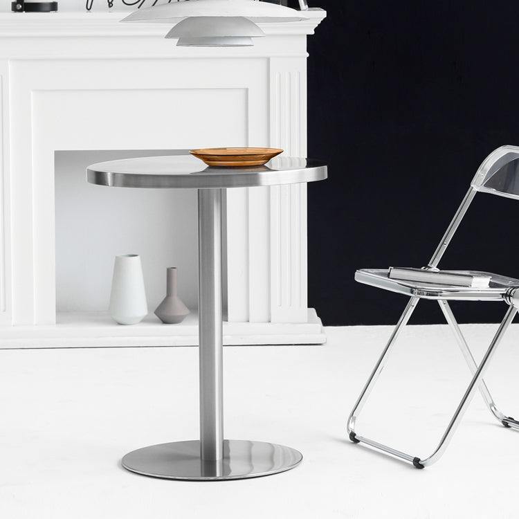 Industrial Dining Room Table Stainless Steel Table with Pedestal Table for Home Kitchen Dinner Clearhalo ' dining_table' 'Dining Tables & Seating' 'Dining Tables' 'furn' 'furn_dining_table' 'Furniture' 'furniture_dining_table' 'Kitchen & Dining Furniture' 'kitchen&dining_furn' 'kitchen' 'kitchen_dining_table' 3923315