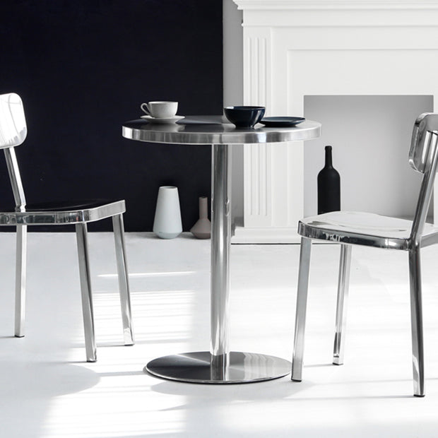 Industrial Dining Room Table Stainless Steel Table with Pedestal Table for Home Kitchen Dinner Clearhalo ' dining_table' 'Dining Tables & Seating' 'Dining Tables' 'furn' 'furn_dining_table' 'Furniture' 'furniture_dining_table' 'Kitchen & Dining Furniture' 'kitchen&dining_furn' 'kitchen' 'kitchen_dining_table' 3923316