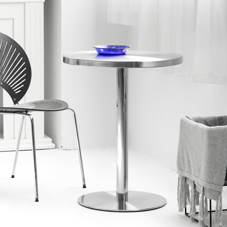 Industrial Dining Room Table Stainless Steel Table with Pedestal Table for Home Kitchen Dinner Clearhalo ' dining_table' 'Dining Tables & Seating' 'Dining Tables' 'furn' 'furn_dining_table' 'Furniture' 'furniture_dining_table' 'Kitchen & Dining Furniture' 'kitchen&dining_furn' 'kitchen' 'kitchen_dining_table' 3923317