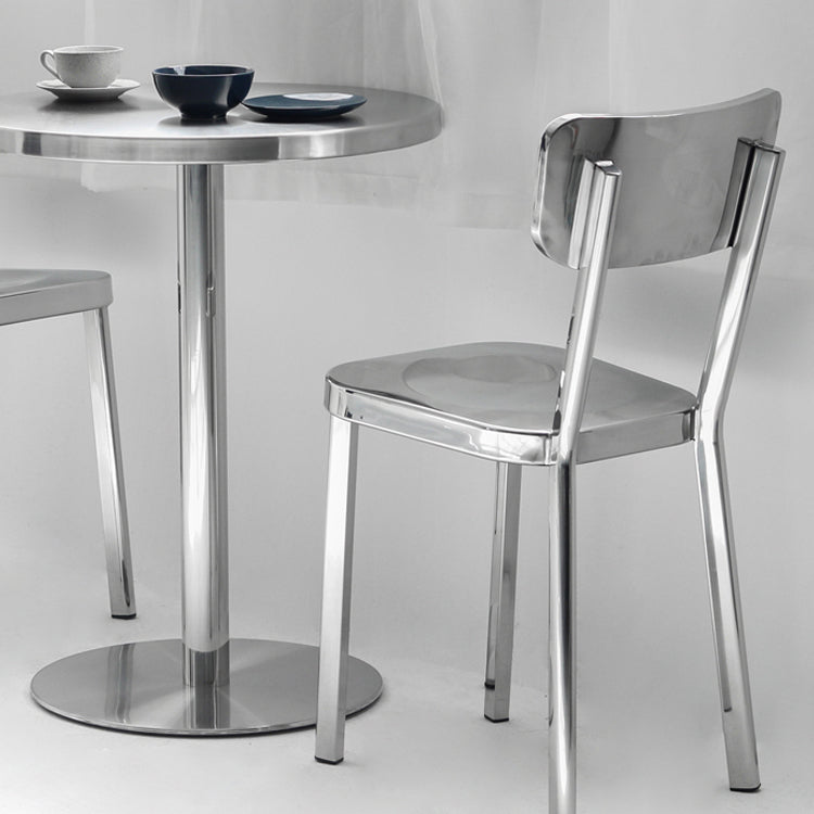 Industrial Dining Room Table Stainless Steel Table with Pedestal Table for Home Kitchen Dinner Clearhalo ' dining_table' 'Dining Tables & Seating' 'Dining Tables' 'furn' 'furn_dining_table' 'Furniture' 'furniture_dining_table' 'Kitchen & Dining Furniture' 'kitchen&dining_furn' 'kitchen' 'kitchen_dining_table' 3923319