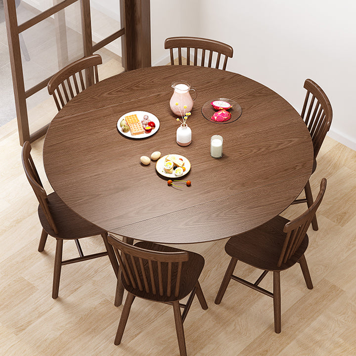 Extendable Round Dining Table for Restaurant Modern Rubber Wood Table with 4 Legs Clearhalo ' dining_table' 'Dining Tables & Seating' 'Dining Tables' 'furn' 'furn_dining_table' 'Furniture' 'furniture_dining_table' 'Kitchen & Dining Furniture' 'kitchen&dining_furn' 'kitchen' 'kitchen_dining_table' 3923328