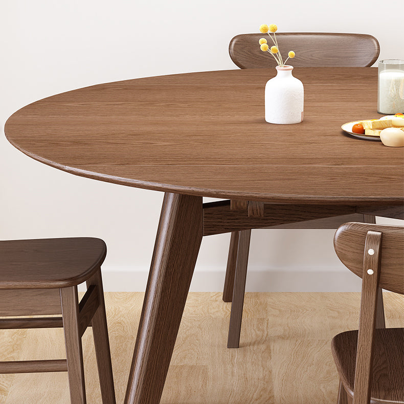 Extendable Round Dining Table for Restaurant Modern Rubber Wood Table with 4 Legs Clearhalo ' dining_table' 'Dining Tables & Seating' 'Dining Tables' 'furn' 'furn_dining_table' 'Furniture' 'furniture_dining_table' 'Kitchen & Dining Furniture' 'kitchen&dining_furn' 'kitchen' 'kitchen_dining_table' 3923330